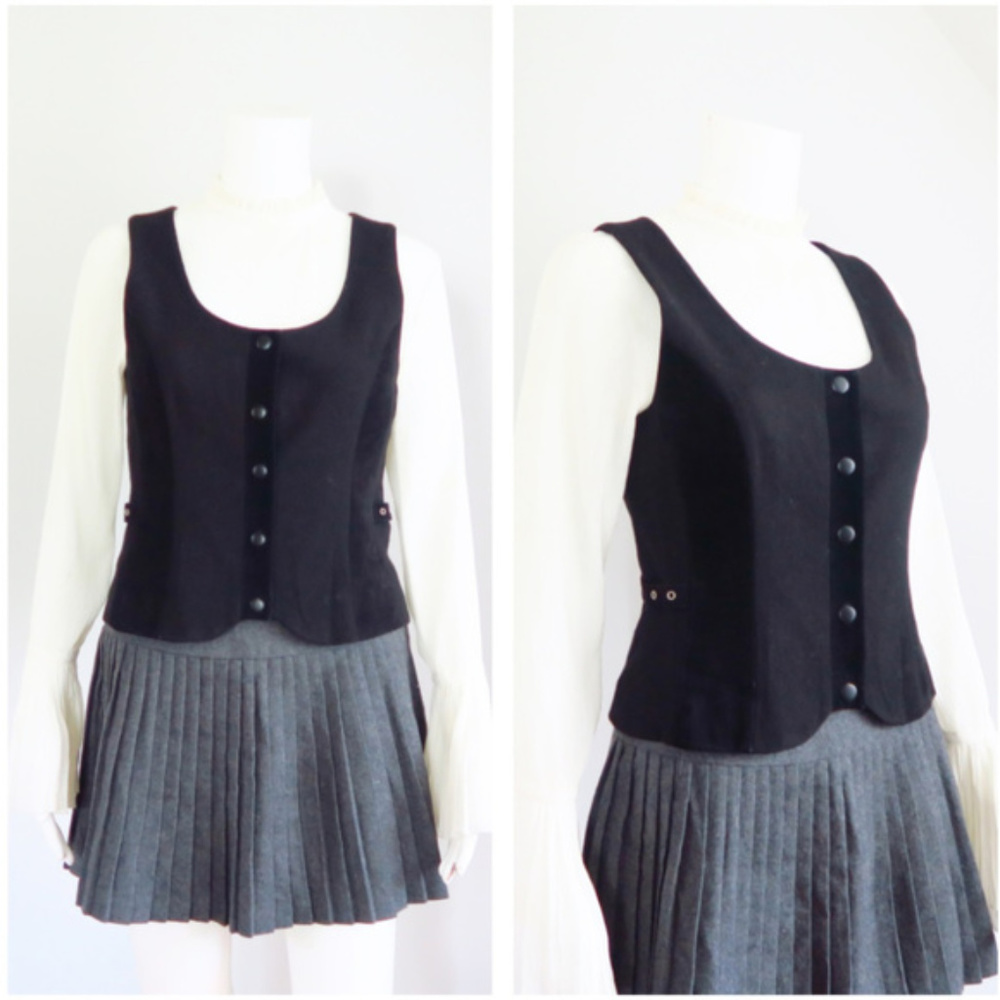 Vintage Black Vest Wool Vest Suede Vest Size S/M
